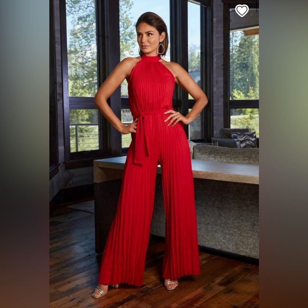 Pleated High Neck Jumpsuit